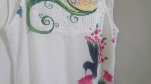 Elegant lace top with bird print