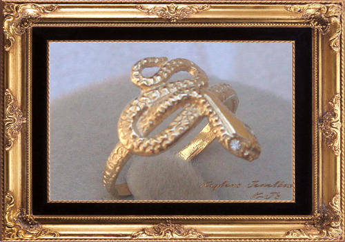 ***R1 100*** ~9CT SOLID GOLD NATURAL DIAMOND SNAKE RING - M ~