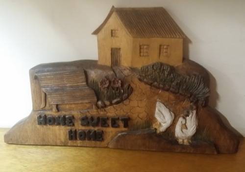 WOODEN  HOME SWEET HOME  carved PLAQUE