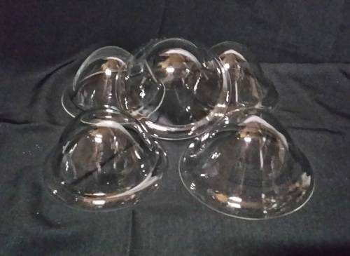 GLASSWARE :  SET 5 DOME GLASS COVERS / ONE PRICE FOR ALL