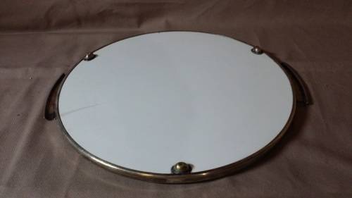 PORCELAIN CAKE STAND SILVER PLATED RIM