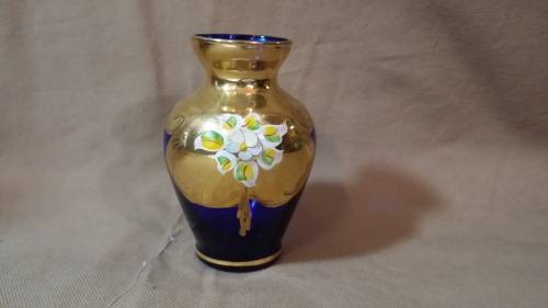 GOLD AND COBALT BLUE POSY VASE