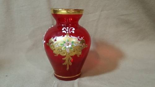 GOLD AND RED  POSY VASE