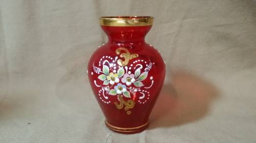 GOLD AND RED  POSY VASE