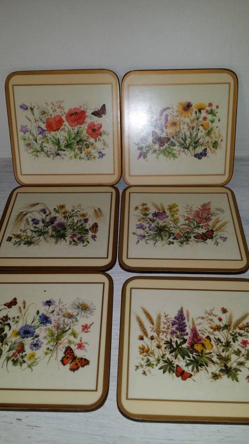 SET OF SIX PIMPERNEL ACRYLIC COASTERS