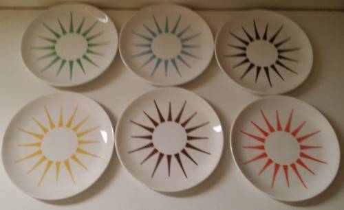 Six  Vintage Royal Stafford Starlite Cake / Side Plates 16 cm