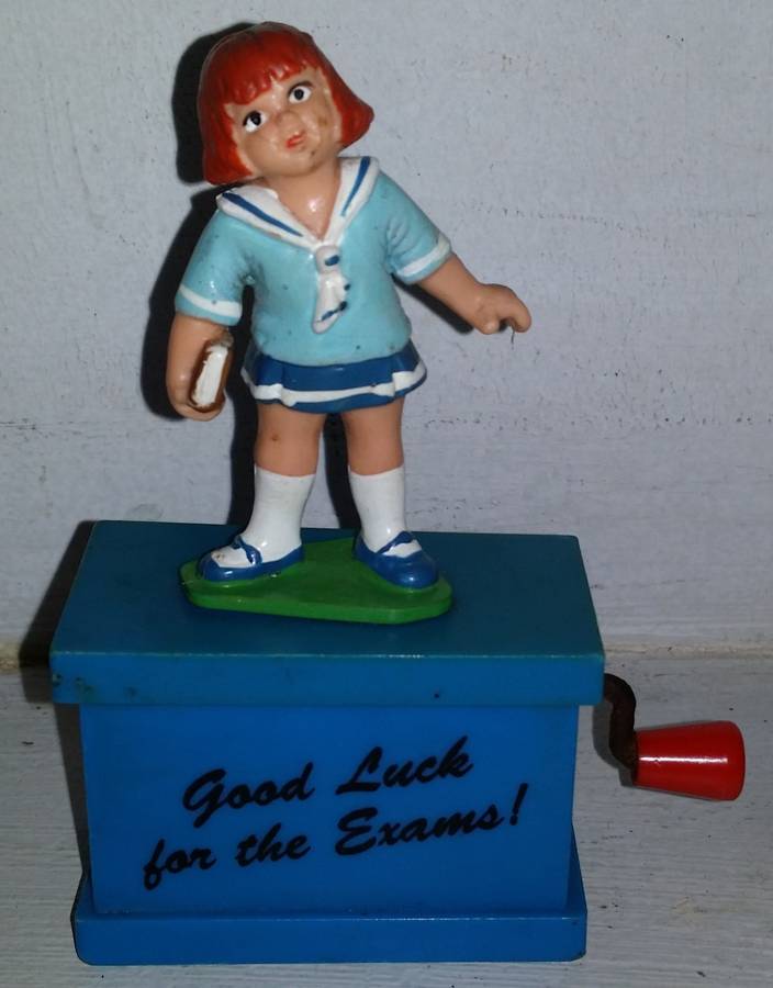 Good Luck with the exams Musical windup Figurine Doll