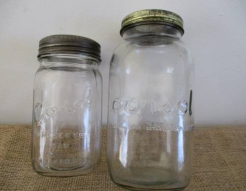 Two Golden Oldies !!!!!  ...Two very old Consol glass preserve jars... One big and one medium size.