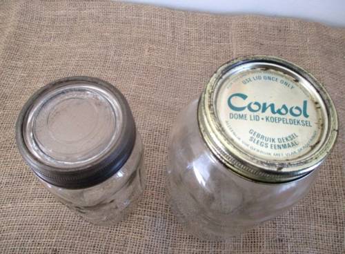 Two Golden Oldies !!!!!  ...Two very old Consol glass preserve jars... One big and one medium size.
