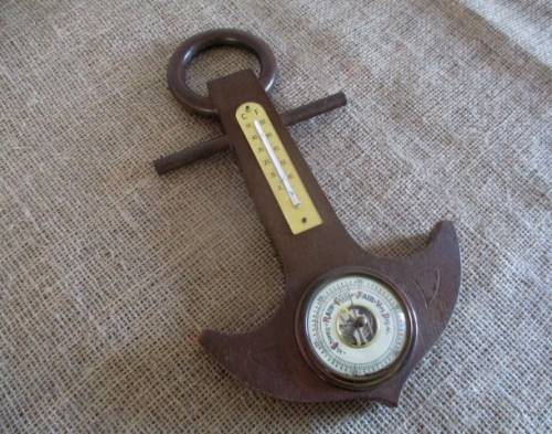 One Vintage Weather Barometer On Wooden Anchor Display Board   Made in Western Germany