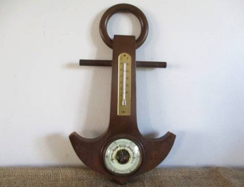 One Vintage Weather Barometer On Wooden Anchor Display Board   Made in Western Germany