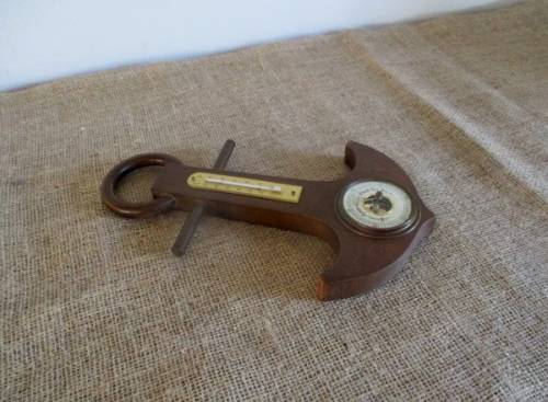 One Vintage Weather Barometer On Wooden Anchor Display Board   Made in Western Germany
