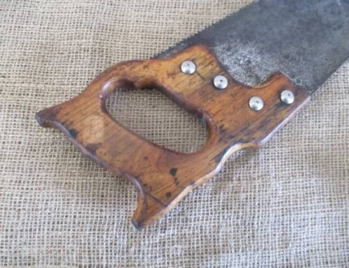Nice Couple !! Two Vintage Wooden Handsaws With Wooden Handles  One Large Handsaw & One Back Handsaw