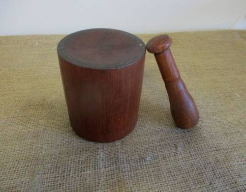 Lovely Old Wooden Mortar And Pestle