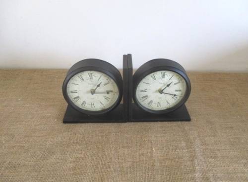 Time To Read...An Old Set Of Two Lovely & Unusual Wooden Clock Face Bookshelf Stands   Paris 1869