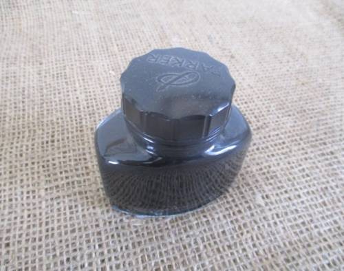 Vintage Parker Glass Bottle Black Quink Fountain Pen Ink      France      57ml