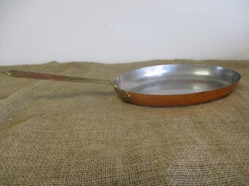 Oval Vintage 1973 Copper and Brass Pancake Pan - Rare And Unusual!!!