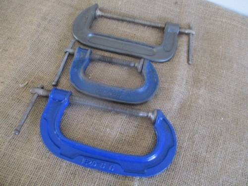 For Wiehan Bid Only     Three Good Quality G-Clamps.... 1x 6" China  - 1x E20-6 6" Eclipse   - 1rd