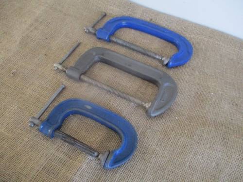 For Wiehan Bid Only     Three Good Quality G-Clamps.... 1x 6" China  - 1x E20-6 6" Eclipse   - 1rd