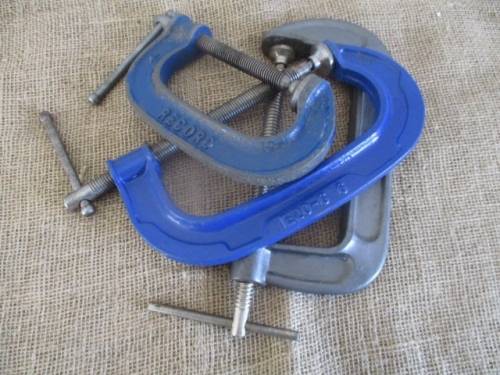 For Wiehan Bid Only     Three Good Quality G-Clamps.... 1x 6" China  - 1x E20-6 6" Eclipse   - 1rd