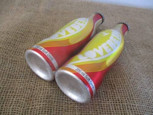 Rare Collector's Item....Two Sealed 200ml LoveBeing Coca Cola M5 Aluminum Soft Drink Bottles  Madrid