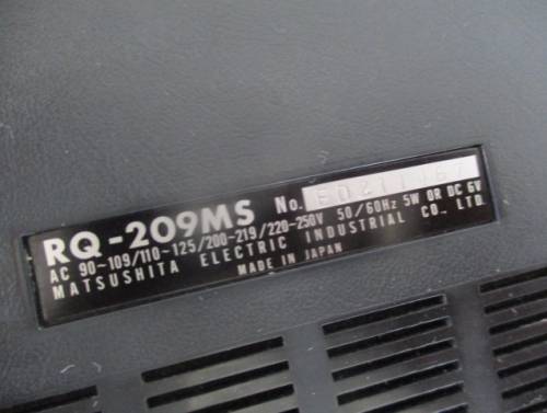 Vintage National Panasonic AC/Battery Cassette Tape Recorder   Model RQ - 209MS   Made In Japan