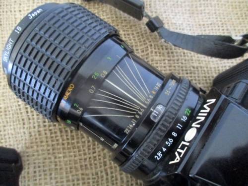 Vintage Black Body Minolta X-500 Camera With Sigma Zoom-Master 35 - 70mm Multi-Coated Lens