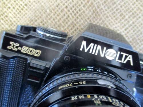 Vintage Black Body Minolta X-500 Camera With Sigma Zoom-Master 35 - 70mm Multi-Coated Lens