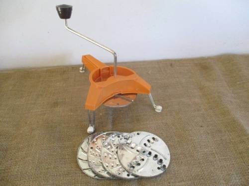 Lovely Vintage Mouli Julienne Slicer Grater Shredder       Complete Set Discs      France  Plastic