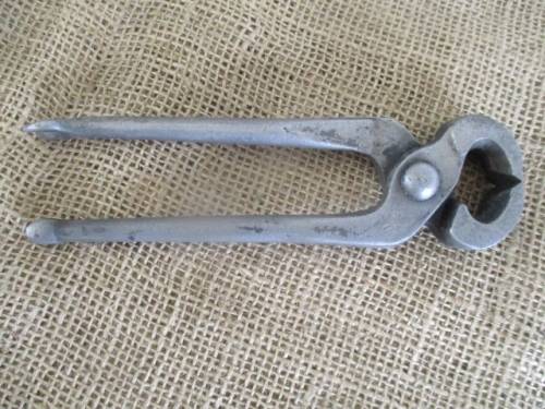 Two Beautiful Antique Footprint Solid Steel Blacksmith Tongs