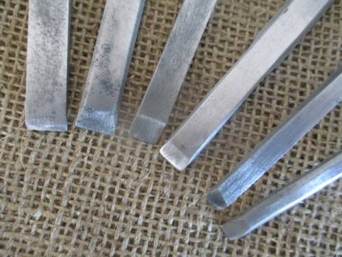 Beautiful Collection Of Six Vintage Carpenter Woodworking Chisels