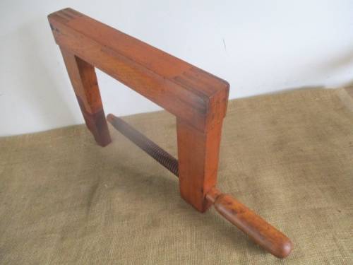 Very Rare Gigantic Vintage Carpenter's Wooden G-Clamp