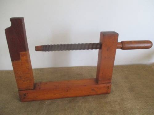 Very Rare Gigantic Vintage Carpenter's Wooden G-Clamp