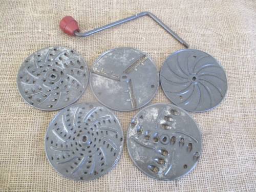 Seldom Available......Rare Vintage Metal Mouli Julienne Shredder With Complete Set Discs  France