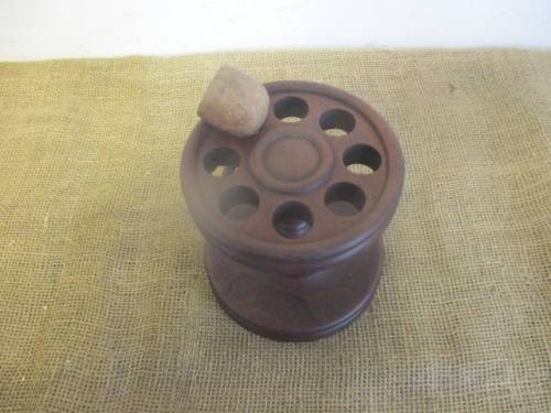 Nice Vintage Wooden Eight Pipe Stand With One Lonely Single Smoking Pipe