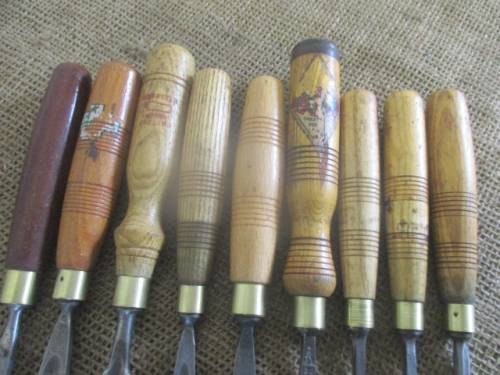 Great Selection Of Nine Nice Vintage Wood Carving Chisels