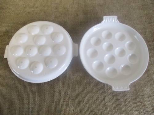 Four Rare And Beautiful Vintage Le Creuset Enameld Cast Iron 12 Hole Snail/Mussel Plates   France