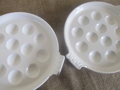 Four Rare And Beautiful Vintage Le Creuset Enameld Cast Iron 12 Hole Snail/Mussel Plates   France