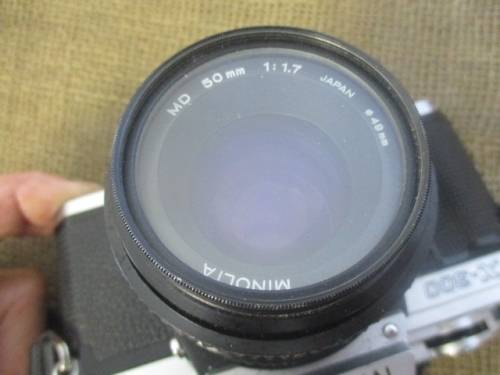 Vintage Minolta X-300 SLF 35mm Camera With Attached Minolta MD  50mm  1: 1.7 Lens Plus Accessories