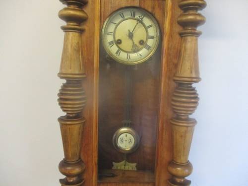 Real Beautiful Antique/Vintage German R=A Wall Clock With Original Key      Approx 1920's - 1930's
