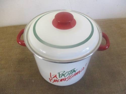 Relisted - Lovely Complete La Pasta Buonissima Enamel Pasta Pot