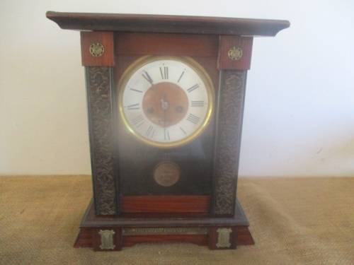 Very Old Vintage Wall Clock With Key             Early 1900's