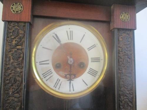 Very Old Vintage Wall Clock With Key             Early 1900's