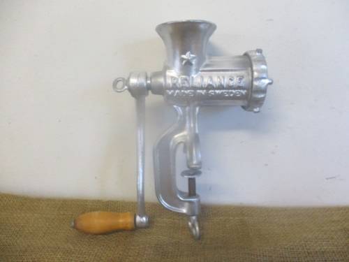 Excellent And Complete Vintage Cast Iron No 5 Husqvarna Reliance Meat Mincer      Made In Sweden