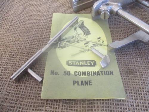 Fantastic Vintage Stanley No 50 Combination Plough Plane With 8 Cutters In Original Packaging