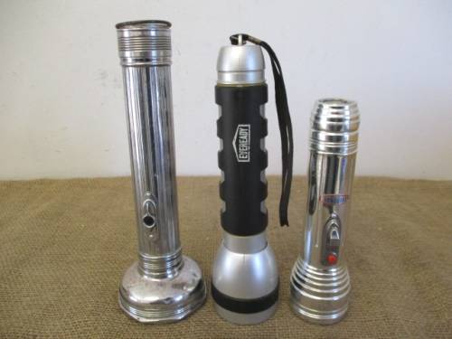 Collection Of Three Vintage Eveready Hand Torches