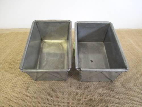 Two Nice Vintage Heavy Duty Metal Half Bread Pans