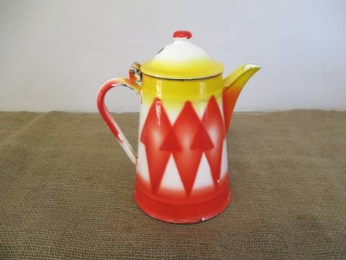 Extremely Rare....Beautiful Antique Emo Celje Enamel Coffee Kettle From The Kingdom Of Yugoslavia