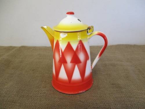 Extremely Rare....Beautiful Antique Emo Celje Enamel Coffee Kettle From The Kingdom Of Yugoslavia