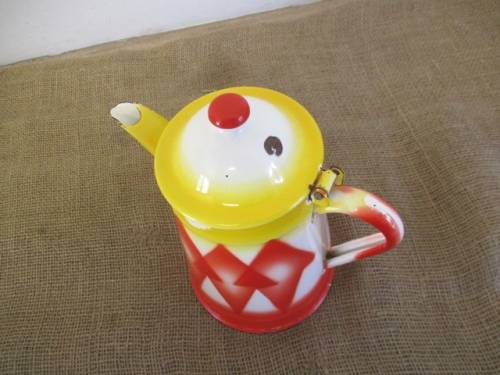 Extremely Rare....Beautiful Antique Emo Celje Enamel Coffee Kettle From The Kingdom Of Yugoslavia